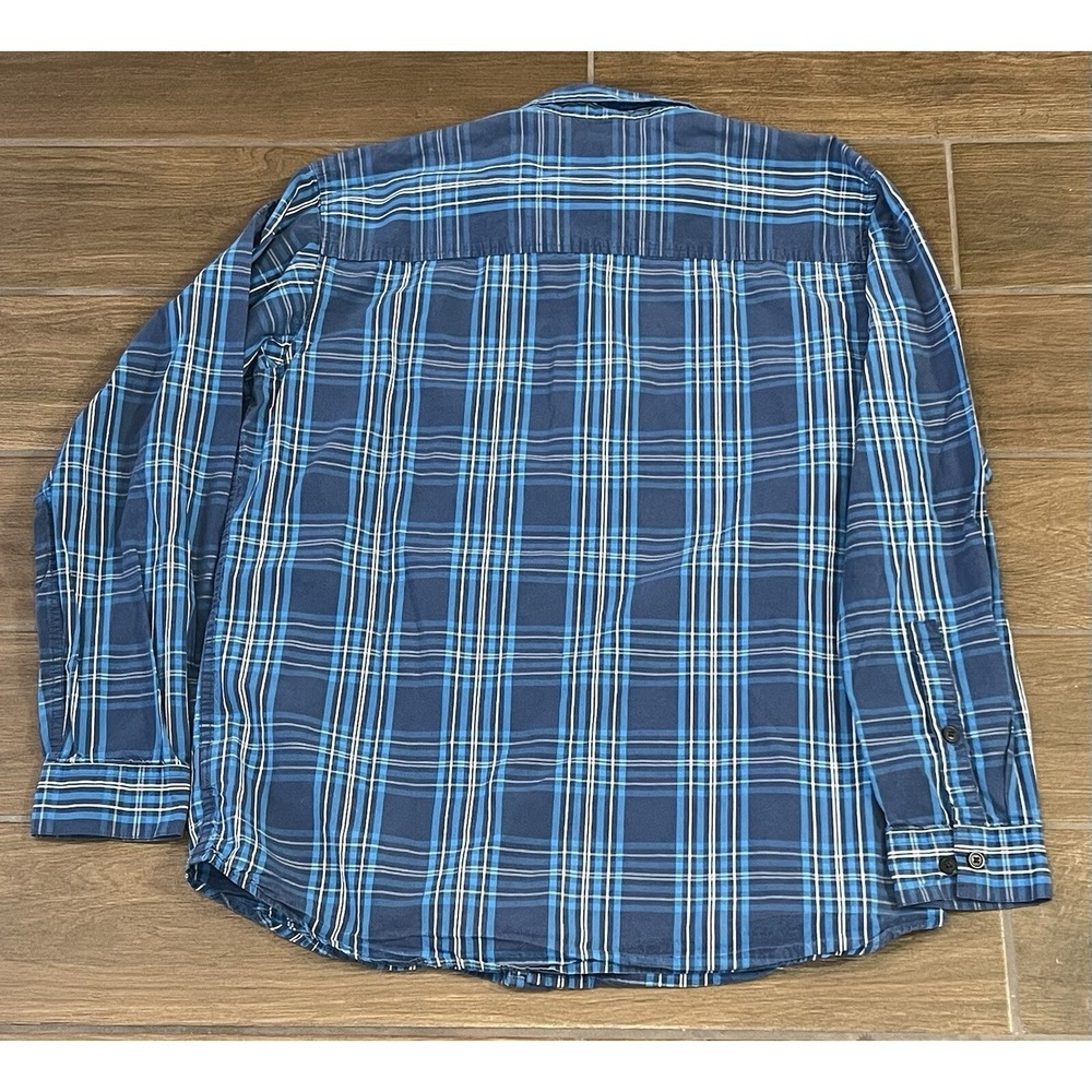 Columbia Mens Shirt Large Button Down Blue Plaid Long Sleeve Pocket Casual - Picture 6 of 6